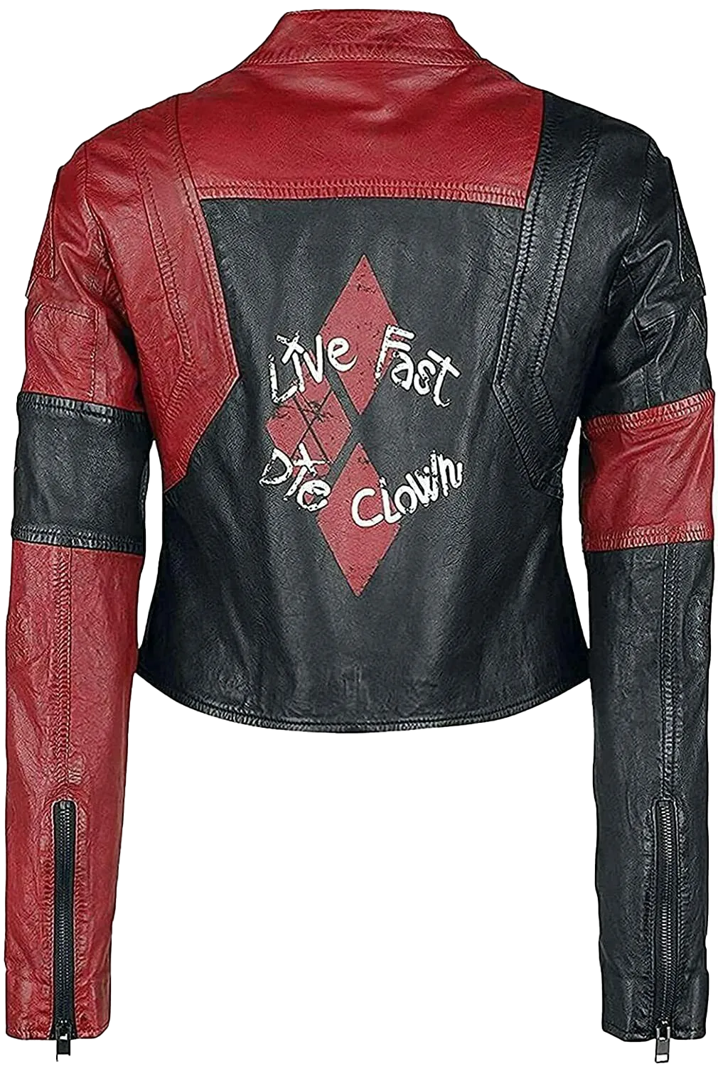 Women HQ Live Fast Die Clown Red Jacket -The Suicide Squad Real Leather Jacket | Womens Red Leather Jacket