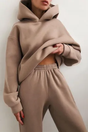 Women's khaki Hooded Loungewear Set