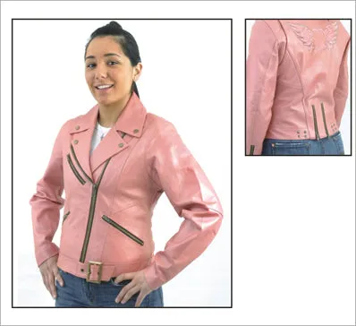 Womens Pink Leather Jacket