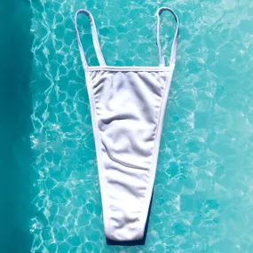 Y2K Skimpy Strappy Thong Bikini Bottom | Ice White Glam