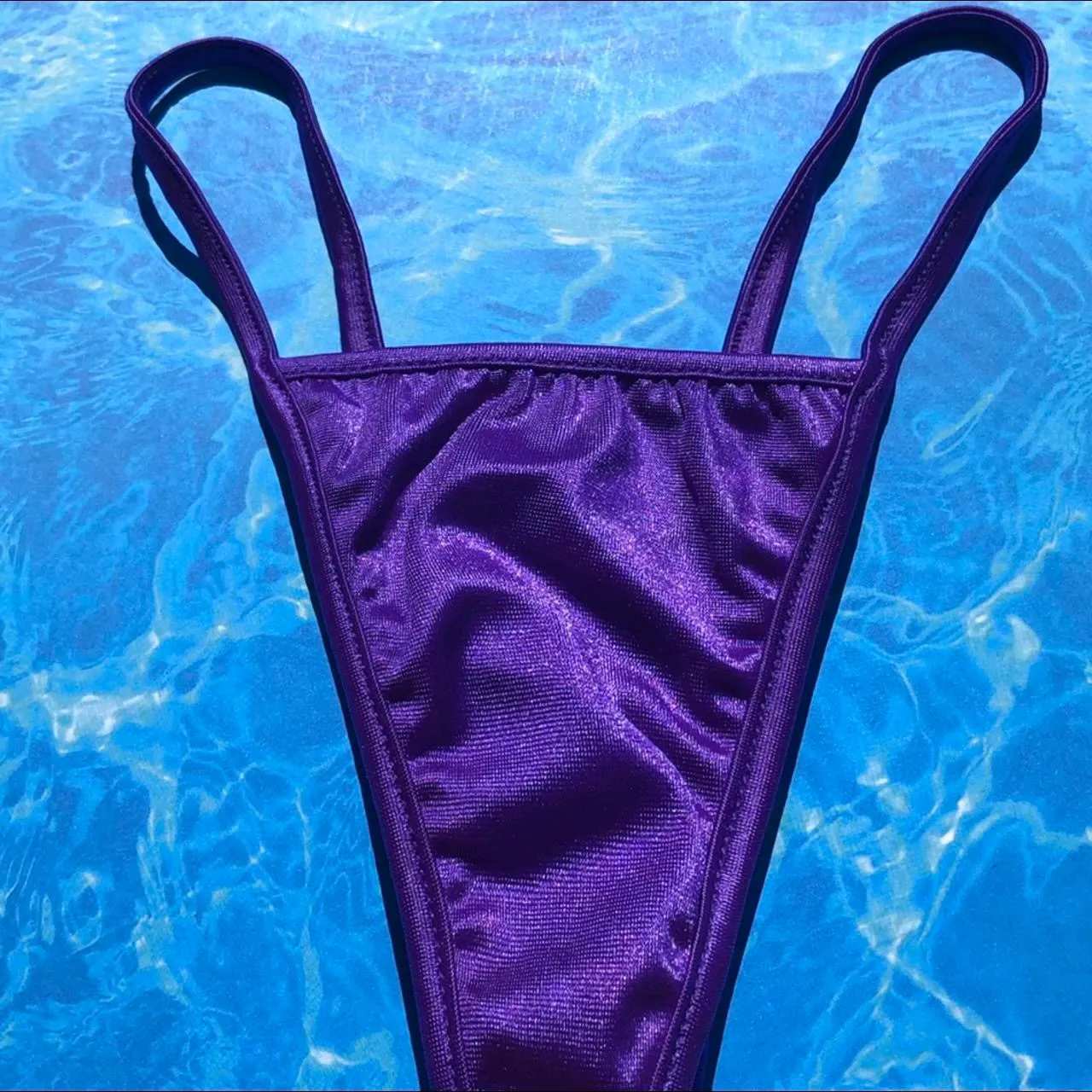 Y2K Skimpy Strappy V-Thong Bikini Bottom | Purple Glam