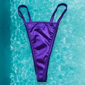 Y2K Skimpy Strappy V-Thong Bikini Bottom | Purple Glam